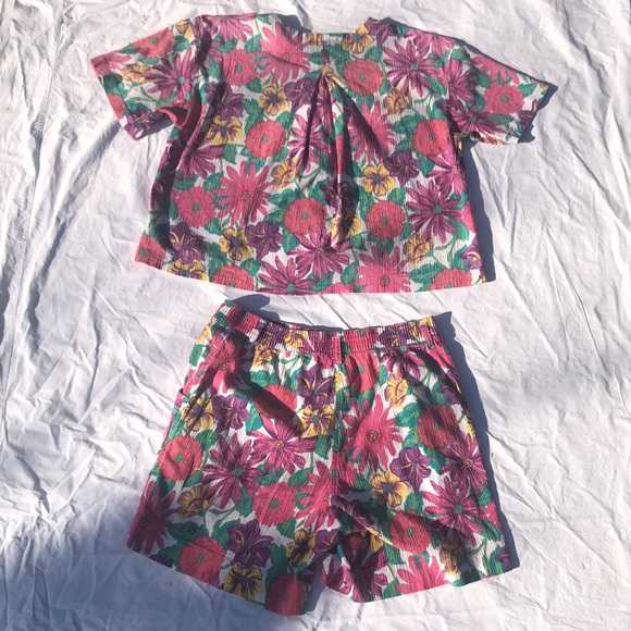 90's 2 piece short set floral bohemian - Picture 5 of 6